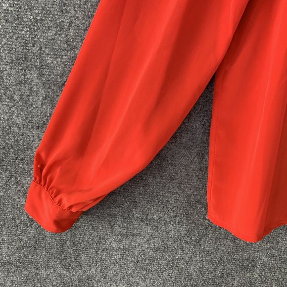 Vintage 80’s Red Button Up Blouse La Blouse Sz 10 Long Sleeve W/ Shoulder Pads - Picture 4 of 10